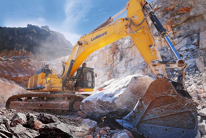 liugong excavator in a quary